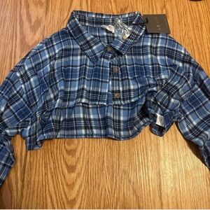 Le Lis Blue Plaid Crop Top